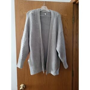 Free People Chunky Thick Oversized Comfy Gray Knit Cozy Cardigan GUC Small
